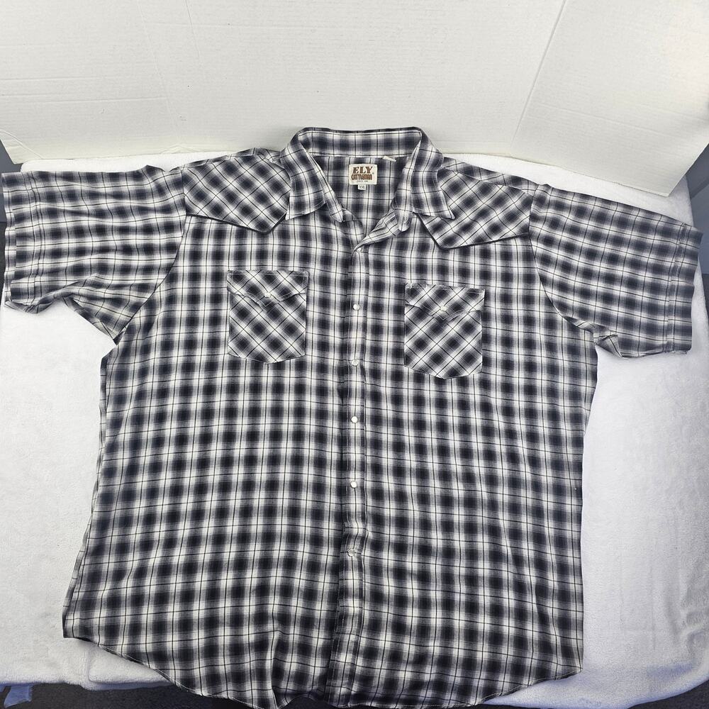Ely Cattleman Pearl Snap Western Cowboy Short Sleeve Button Down Shirt Size XXL